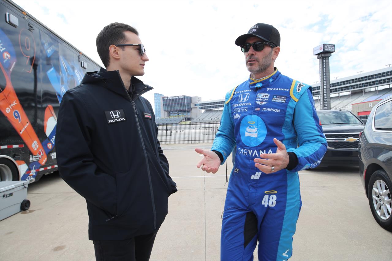 Alex Palou and Jimmie Johnson - Texas Motor Speedway Test - By: Chris Owens -- Photo by: Chris Owens